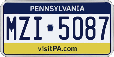 PA license plate MZI5087