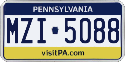 PA license plate MZI5088