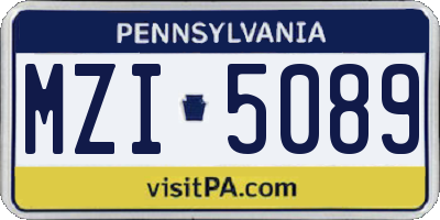 PA license plate MZI5089