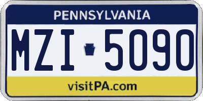 PA license plate MZI5090