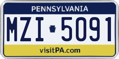 PA license plate MZI5091