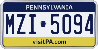 PA license plate MZI5094