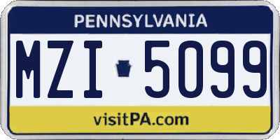 PA license plate MZI5099
