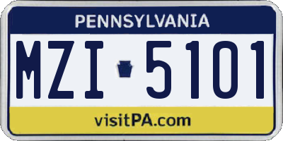 PA license plate MZI5101