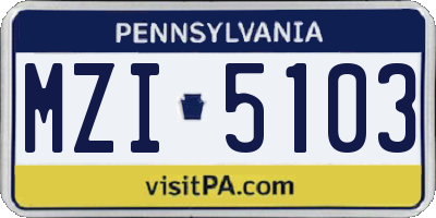 PA license plate MZI5103