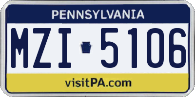 PA license plate MZI5106