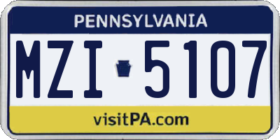 PA license plate MZI5107