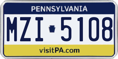 PA license plate MZI5108