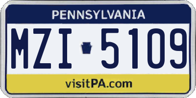 PA license plate MZI5109