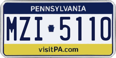 PA license plate MZI5110