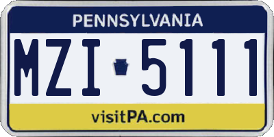 PA license plate MZI5111