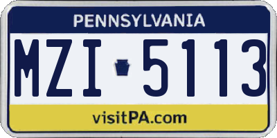 PA license plate MZI5113