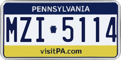 PA license plate MZI5114