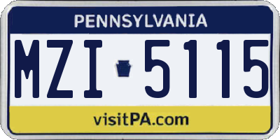 PA license plate MZI5115