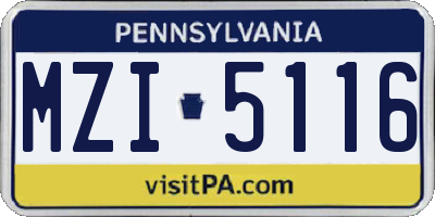 PA license plate MZI5116