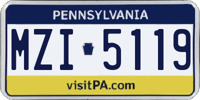 PA license plate MZI5119