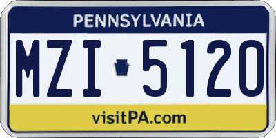 PA license plate MZI5120
