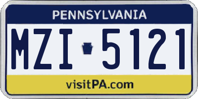 PA license plate MZI5121