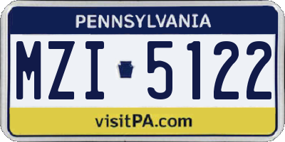 PA license plate MZI5122