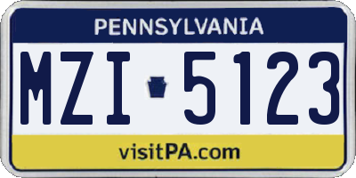 PA license plate MZI5123