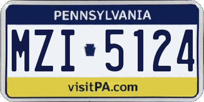 PA license plate MZI5124