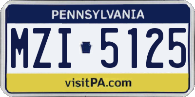 PA license plate MZI5125