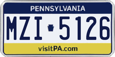 PA license plate MZI5126