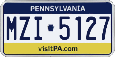 PA license plate MZI5127