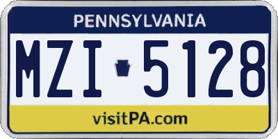 PA license plate MZI5128