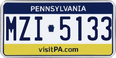 PA license plate MZI5133