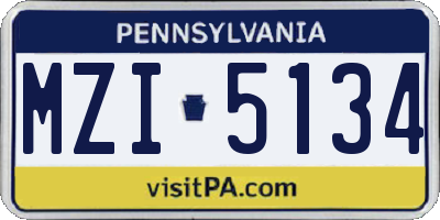 PA license plate MZI5134
