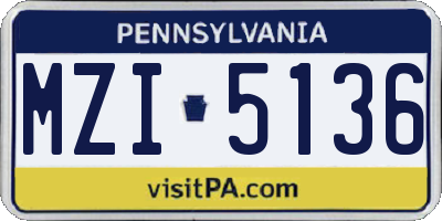 PA license plate MZI5136