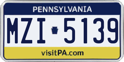 PA license plate MZI5139