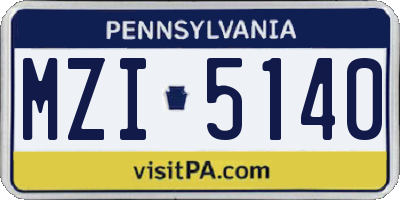 PA license plate MZI5140