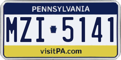 PA license plate MZI5141