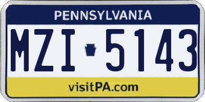 PA license plate MZI5143
