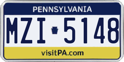 PA license plate MZI5148