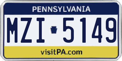 PA license plate MZI5149