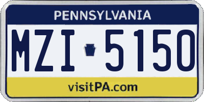 PA license plate MZI5150