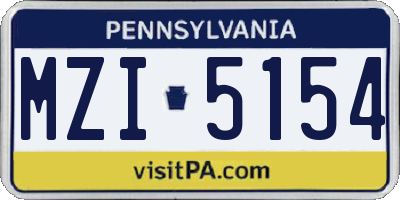 PA license plate MZI5154
