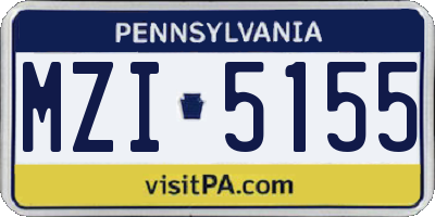 PA license plate MZI5155