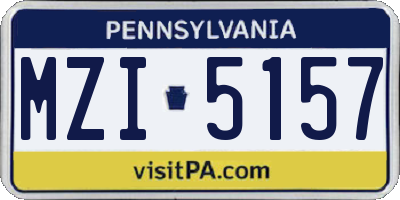 PA license plate MZI5157