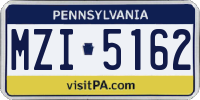 PA license plate MZI5162