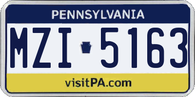 PA license plate MZI5163