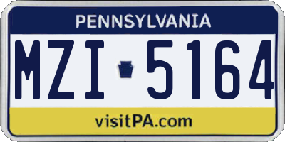 PA license plate MZI5164