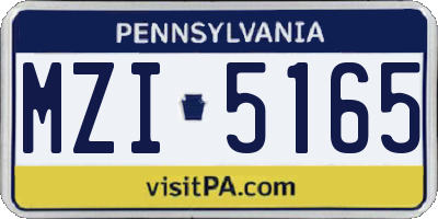 PA license plate MZI5165