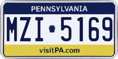 PA license plate MZI5169