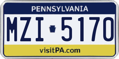 PA license plate MZI5170