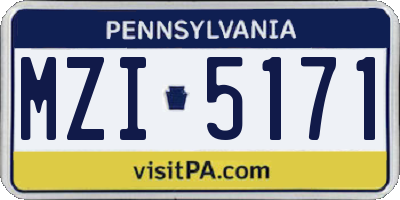 PA license plate MZI5171