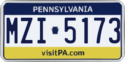 PA license plate MZI5173